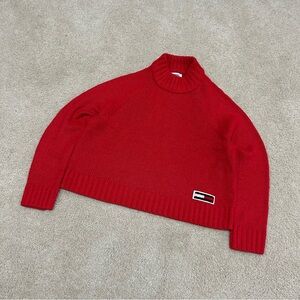 Tommy Jeans Womens Knit Ribbed Pullover Mock Turtleneck Sweater Size Medium